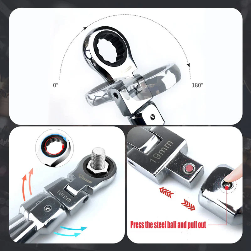 12-in-1 Quick Change Ratchet Wrench Set with Storage Box - Image 7