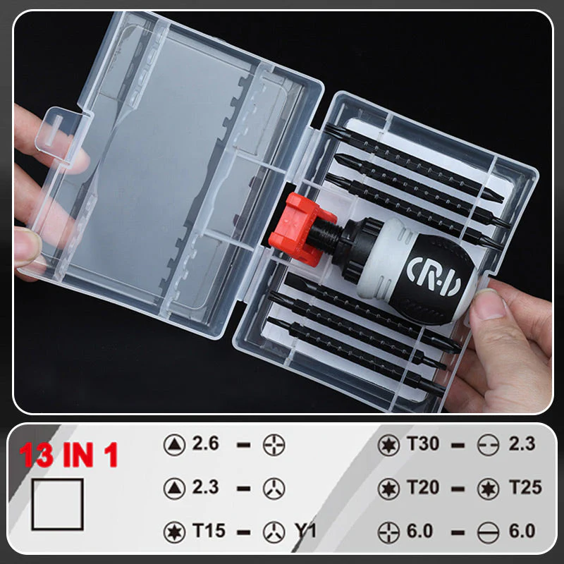 13 in 1 Magnetic Short Handle Ratchet Screwdriver Set - Image 6