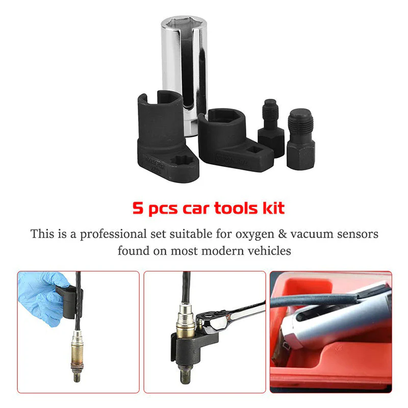 🔧Automotive O2 Sensor Offset Socket & Thread Chaser 5 PCS Set - Image 5