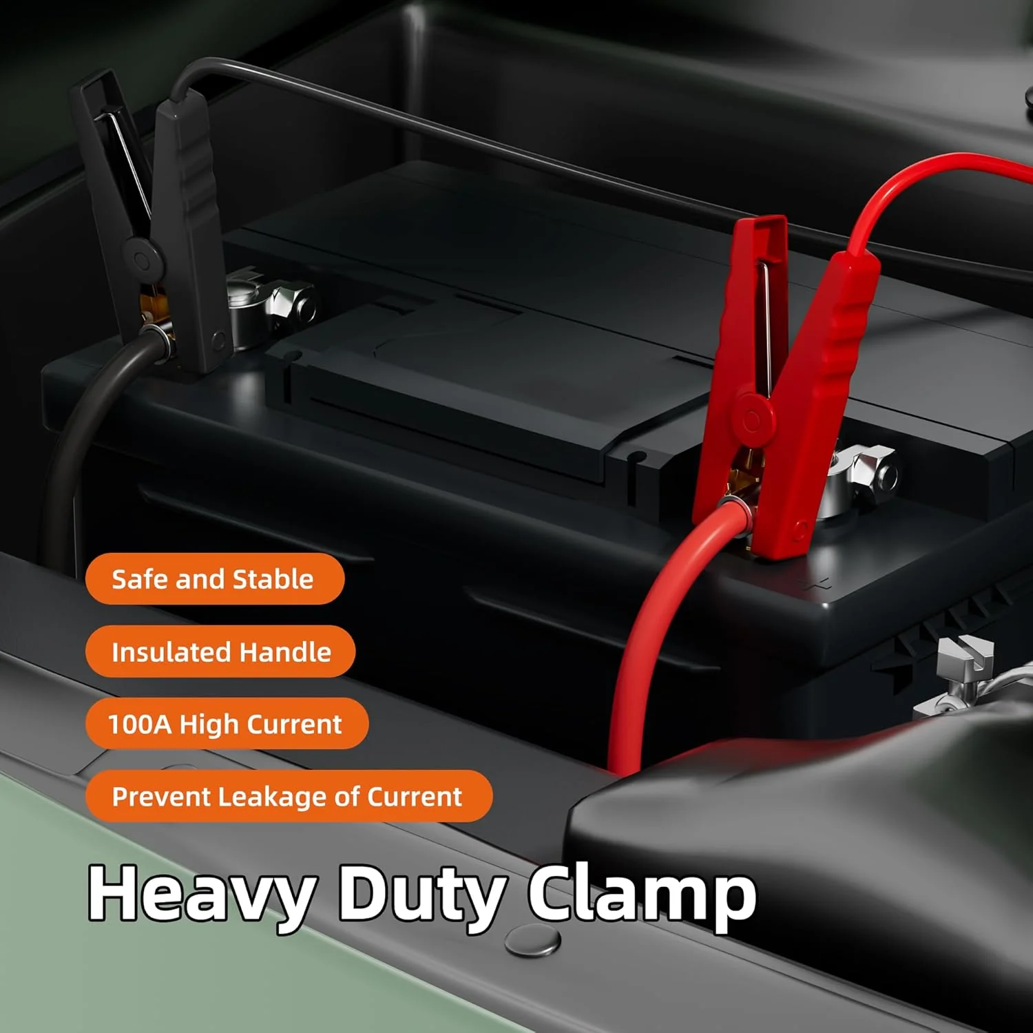 🚗Tool HOT Sale 50% OFF🔥6FT 12AWG Car Battery Jumper Cable with Adapter - Image 2
