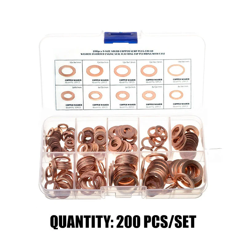 📀100/200 PCS Copper Flat Washer Assortment Kit - Image 10