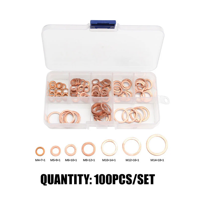 📀100/200 PCS Copper Flat Washer Assortment Kit - Image 9