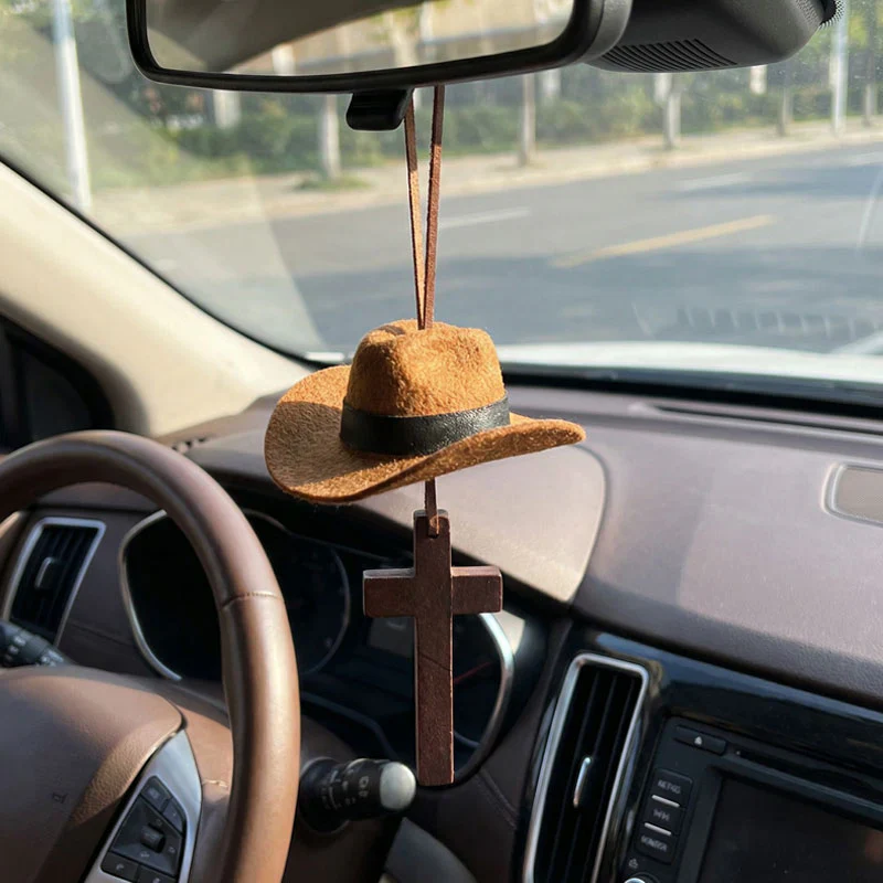 Cowboy Hat & Cross Car Charm - Image 4