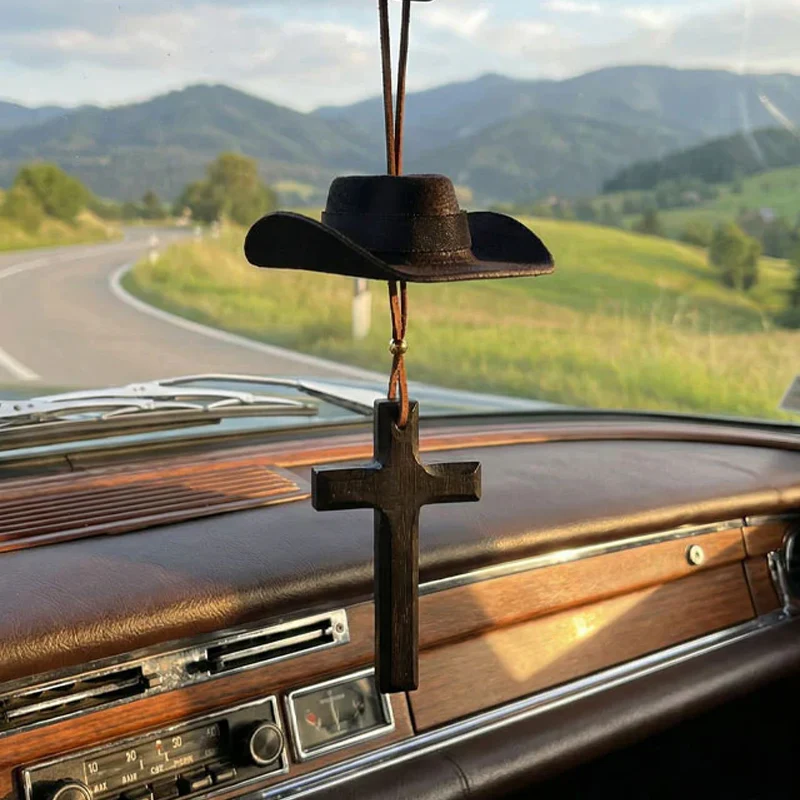 Cowboy Hat & Cross Car Charm - Image 5