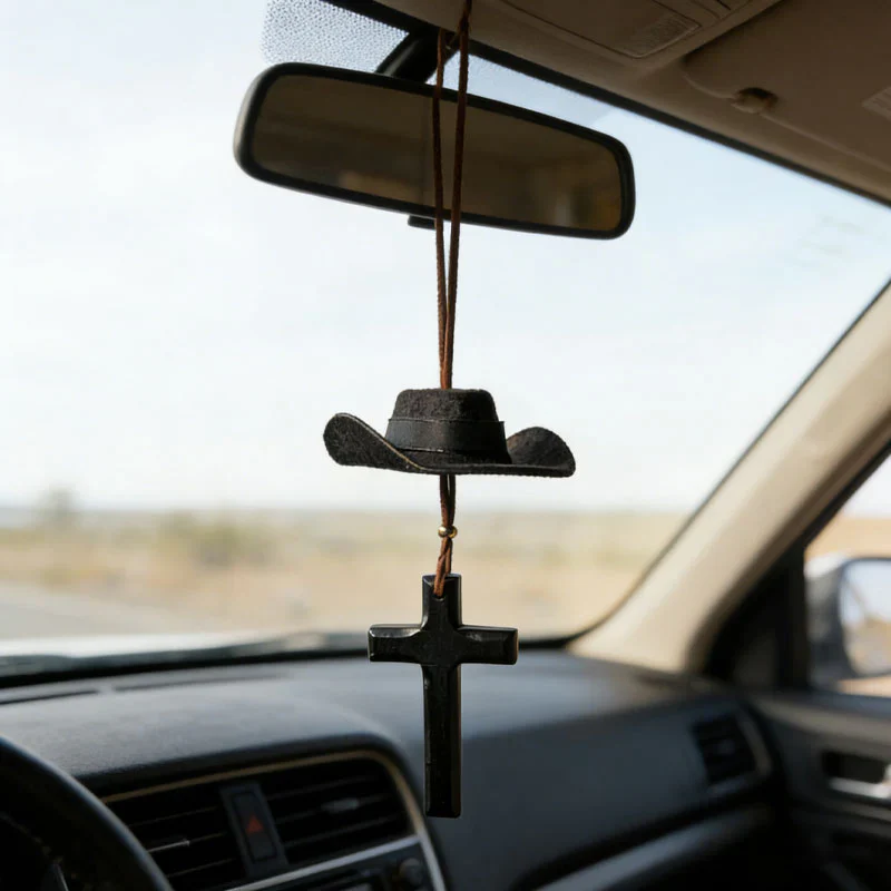Cowboy Hat & Cross Car Charm - Image 6