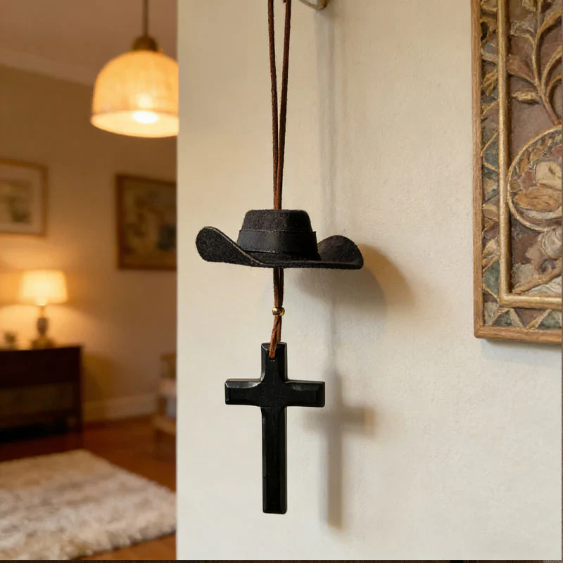 Cowboy Hat & Cross Car Charm - Image 8
