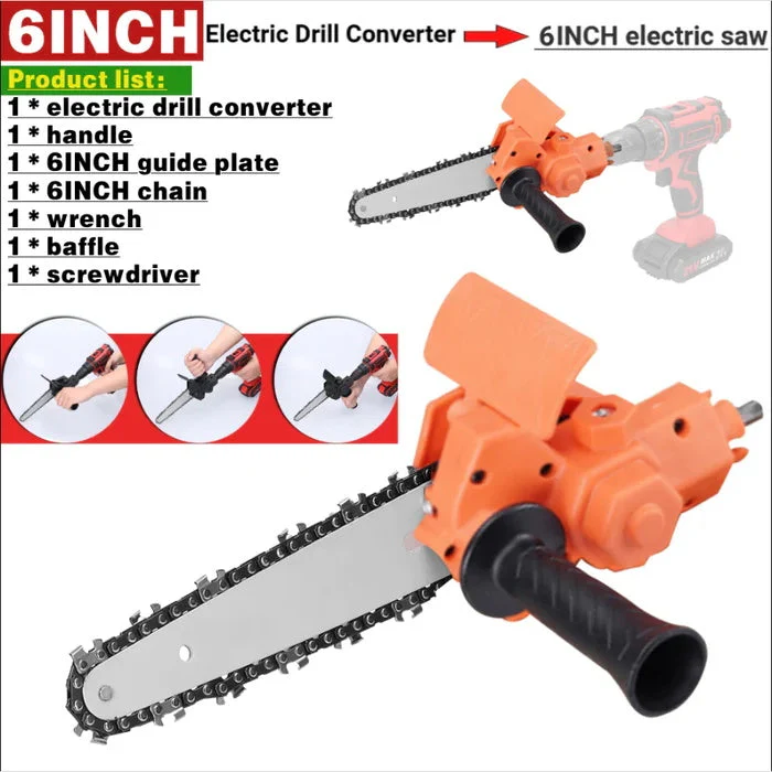 6 Inch Electric Drill Modified To Electric Chainsaw Drill Attachment - Image 5
