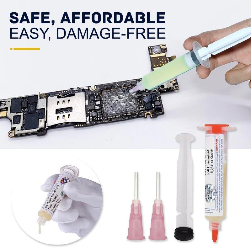 Pousbo® NC-559-ASM No-Clean Flux Paste and 10 Milliliters Pneumatic Dispenser (Complete with Plunger & Dispensing Tip) - Image 3