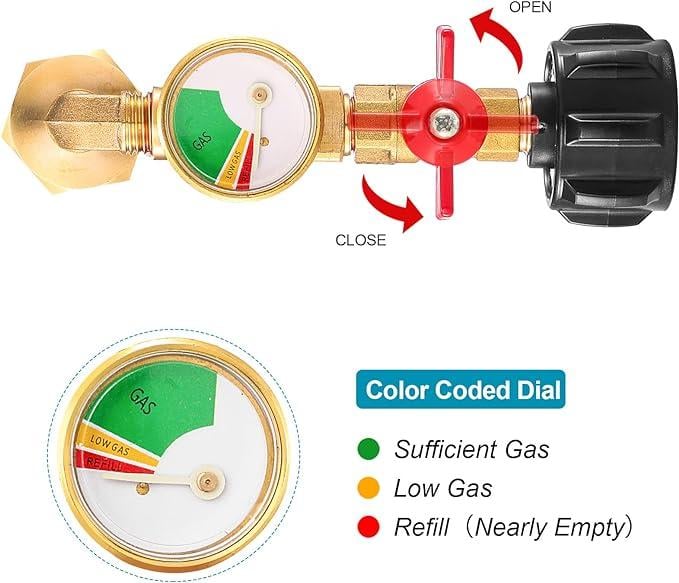 🔥 50% off for a limited time in the winter 🌟🎄 Top of the Line Propane Fill Elbow Adapter with Tank Pressure Gauge - Image 3