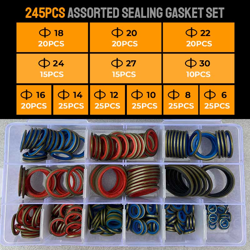Pousbo® 100pcs/ 245pcs Assorted Sealing Gasket Set - Image 6