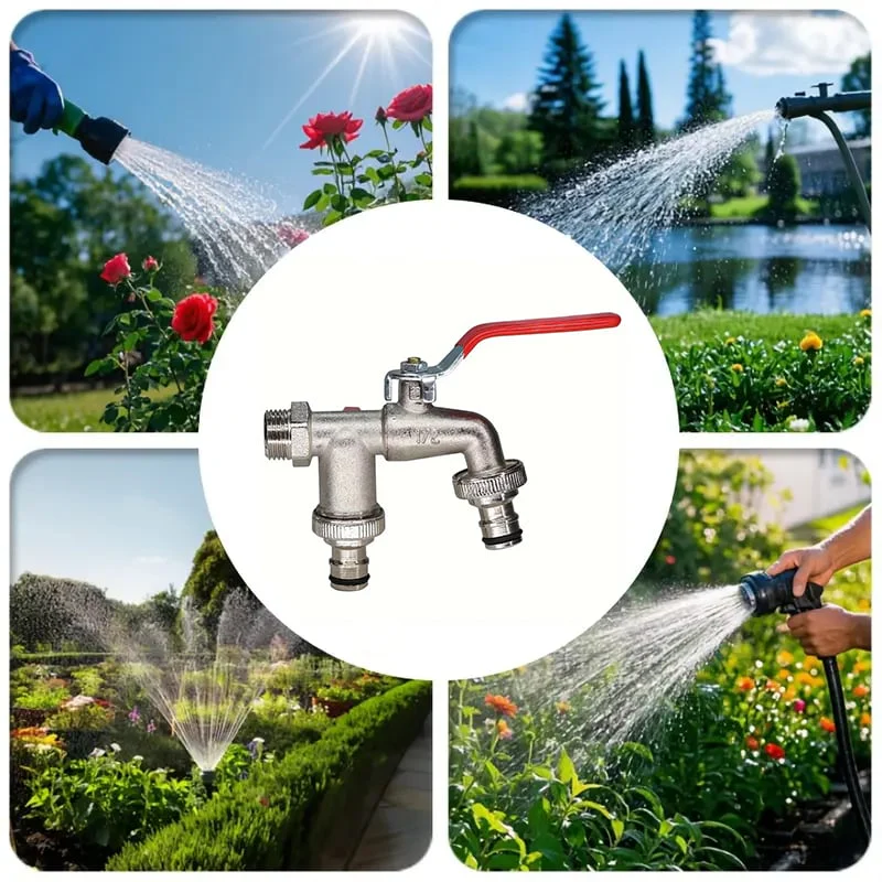 🔥Universal Stainless Steel Double Outlet Garden Water Faucet - Image 6