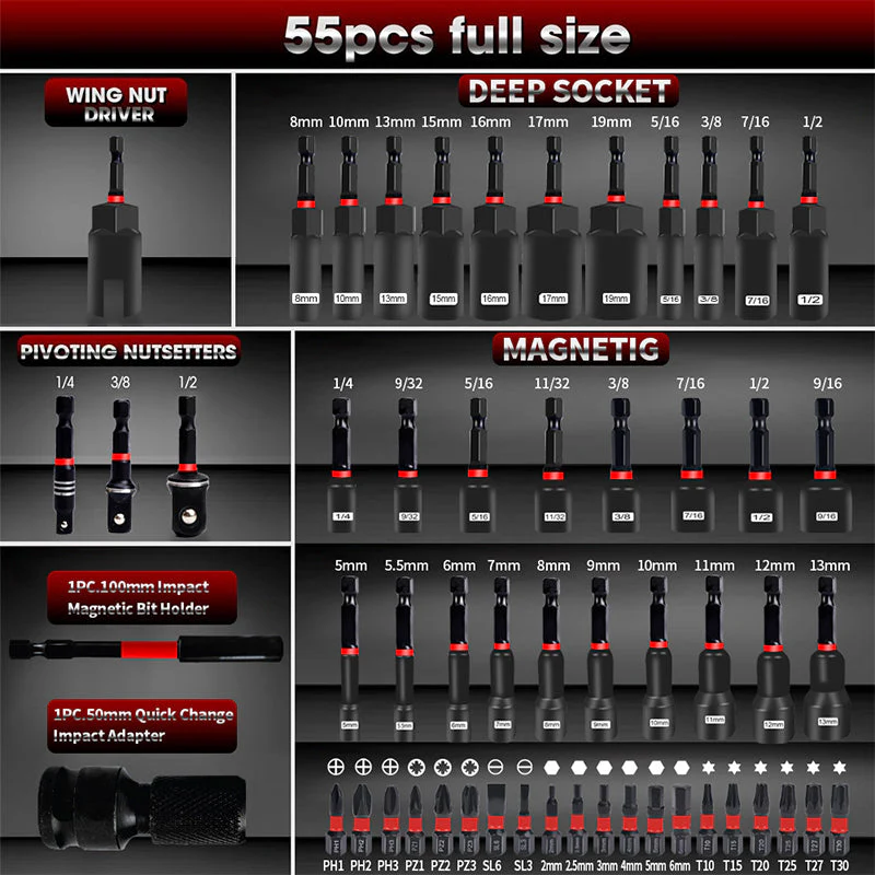55-Piece Magnetic Impact Nut Driver Set - Image 2