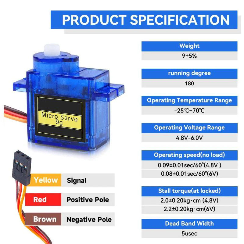 Micro Servomotor with Cable for Mini Electric Aircraft Model - Image 9