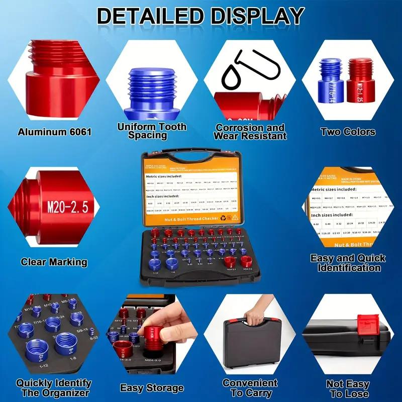 Nut & Bolt Thread Checker Kit for Inspection of Fixed Bolts or Threaded Holes - Image 10