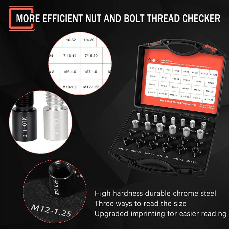Nut & Bolt Thread Checker Kit for Inspection of Fixed Bolts or Threaded Holes - Image 12