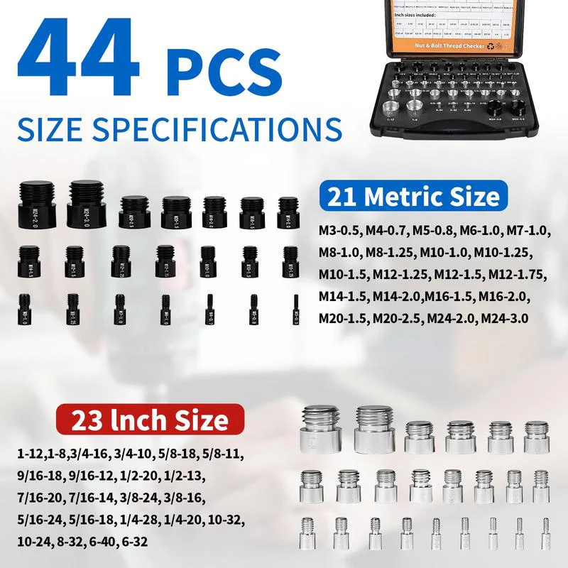 Nut & Bolt Thread Checker Kit for Inspection of Fixed Bolts or Threaded Holes - Image 13