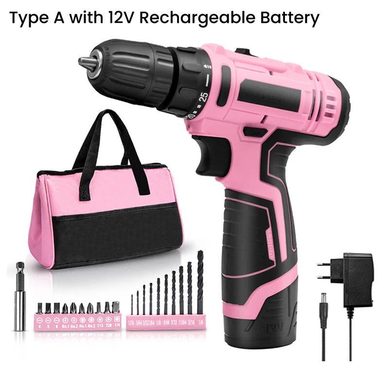 Pink Cordless Drill Driver Set with 25+1 Torque Settings - Image 9