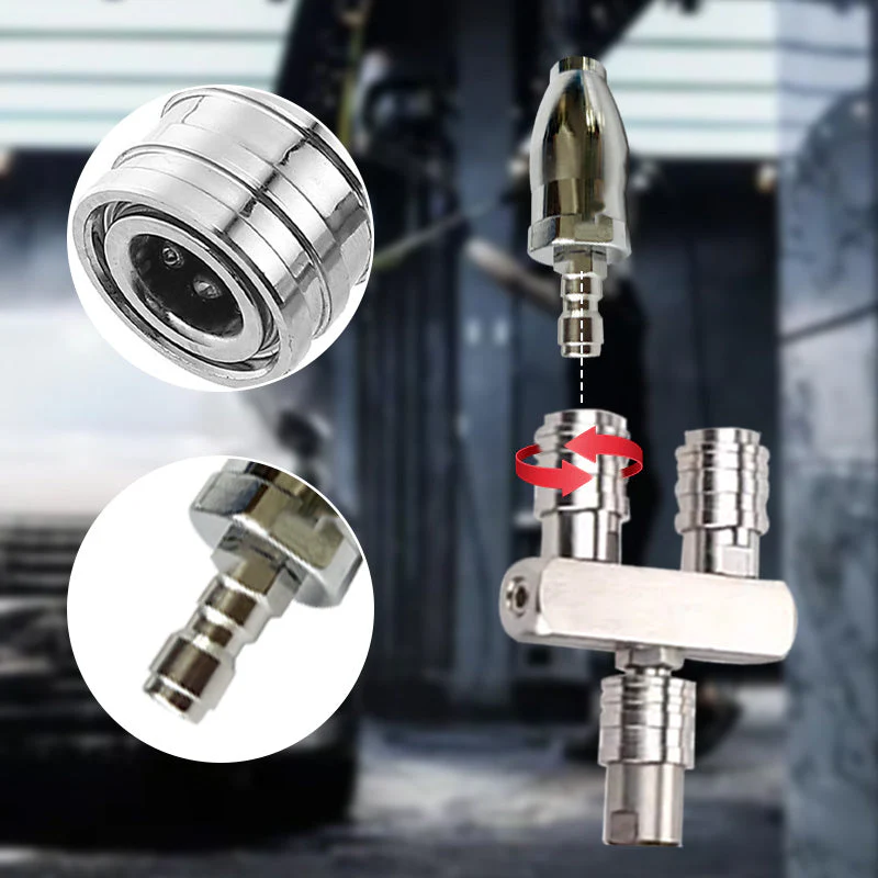 Quick Connect Double Spray Fitting & Rotating Nozzles For High Pressure Washer Gun - Image 7