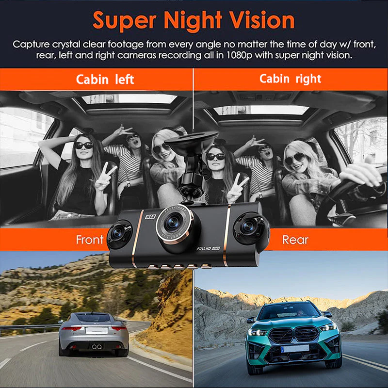 🏆50% Off🔥🚗4-Channel HD Dashcam with Front Interior Rear Recording - Image 6