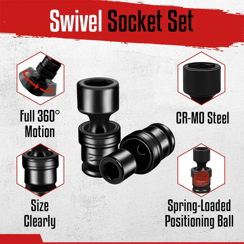 15pcs 3/8" Shallow Impact Universal Joint Socket Set - Image 4
