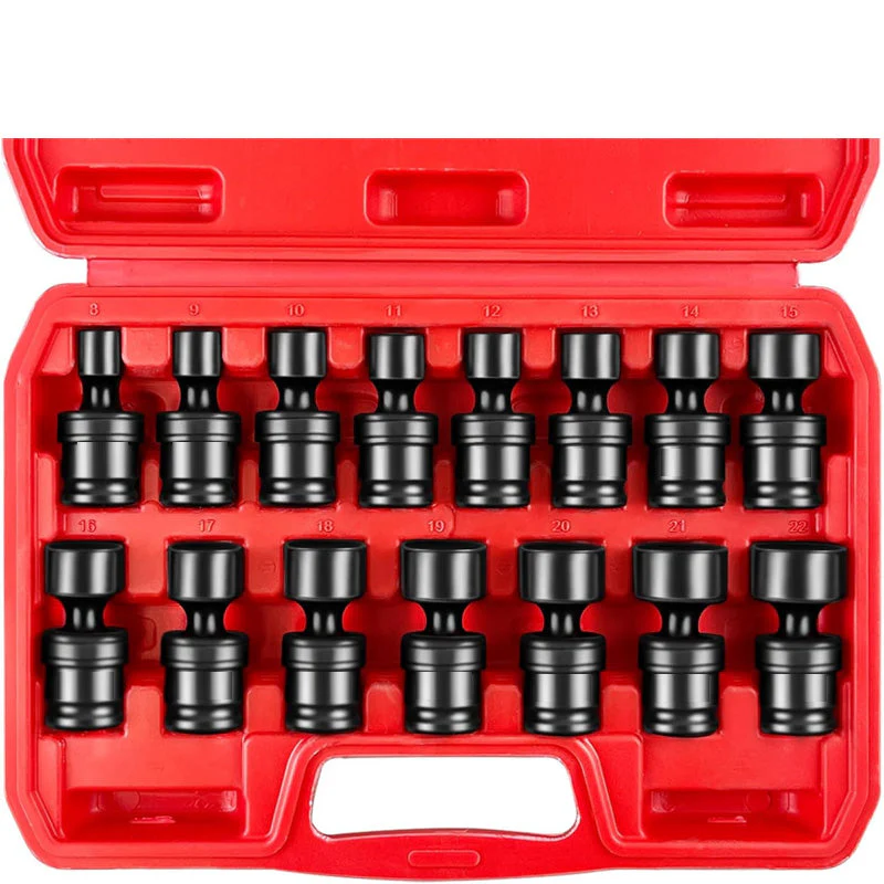 15pcs 3/8" Shallow Impact Universal Joint Socket Set - Image 9