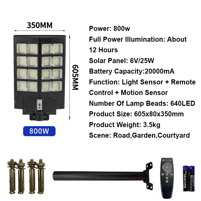 Smart Solar-Powered Street Lamp - Motion Sensor,Remote Control - Image 10