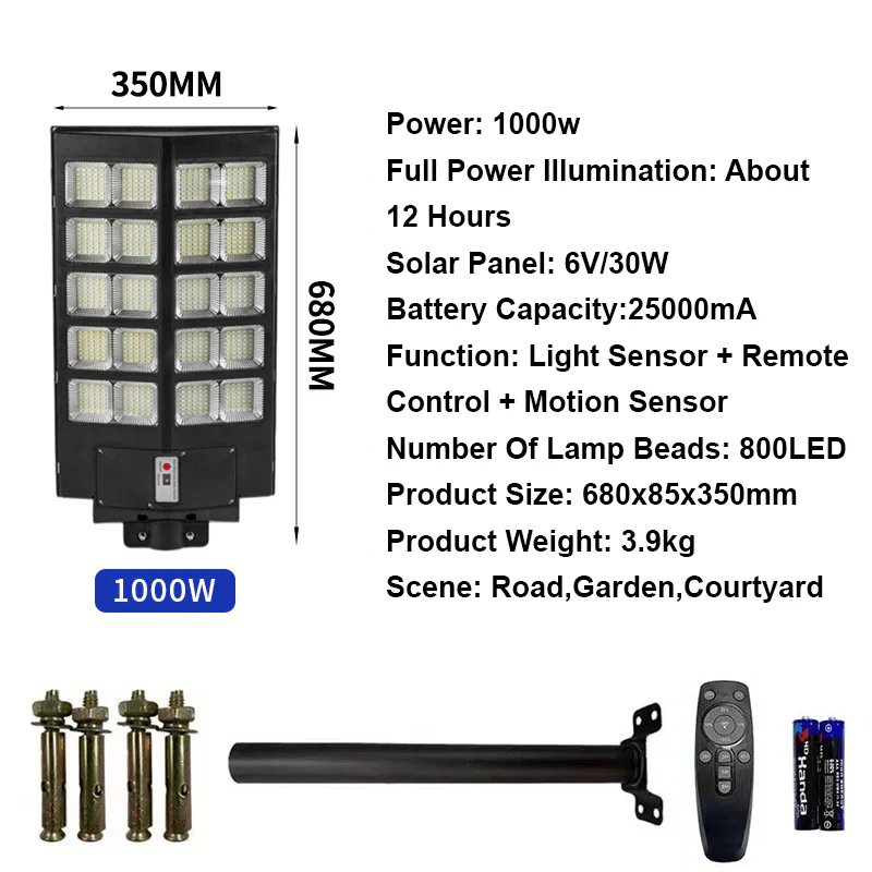 Smart Solar-Powered Street Lamp - Motion Sensor,Remote Control - Image 11