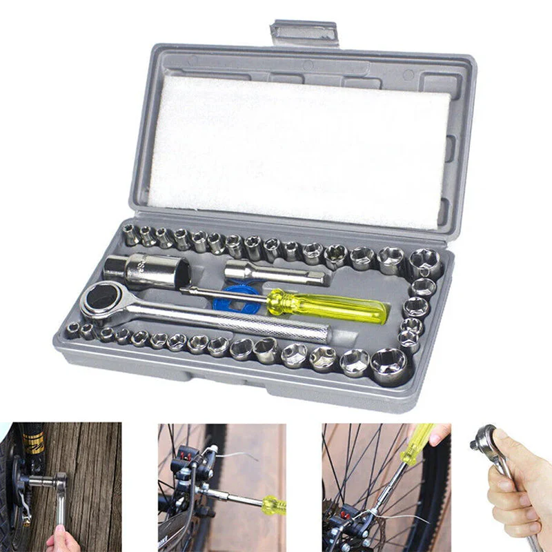 40-Piece Multi-function Socket Wrench Ratchet Tool Kit for Auto Repair - Image 2