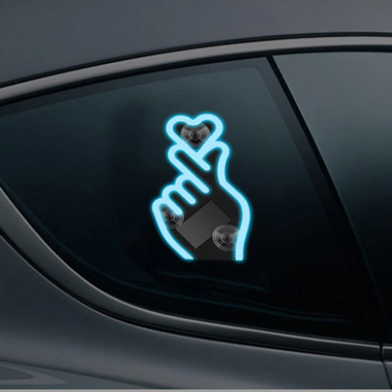Solar-Powered Finger Heart Car Window Light - Image 6