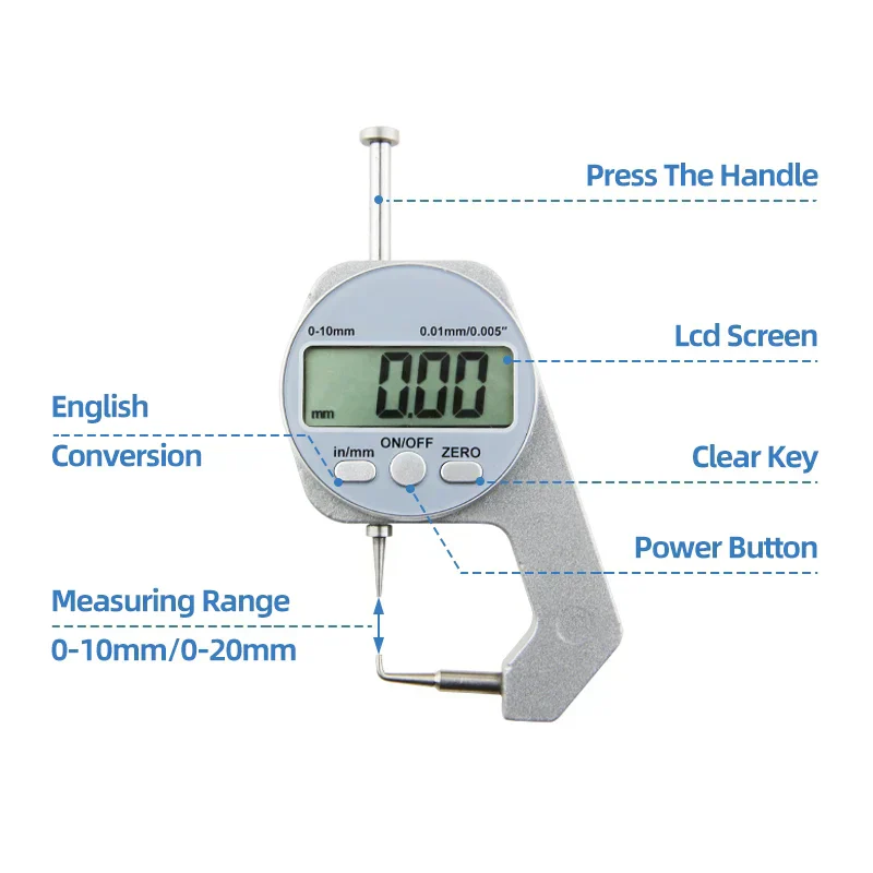 Digital Display Thickness Gauge Zinc Alloy Electronic LCD - Image 8