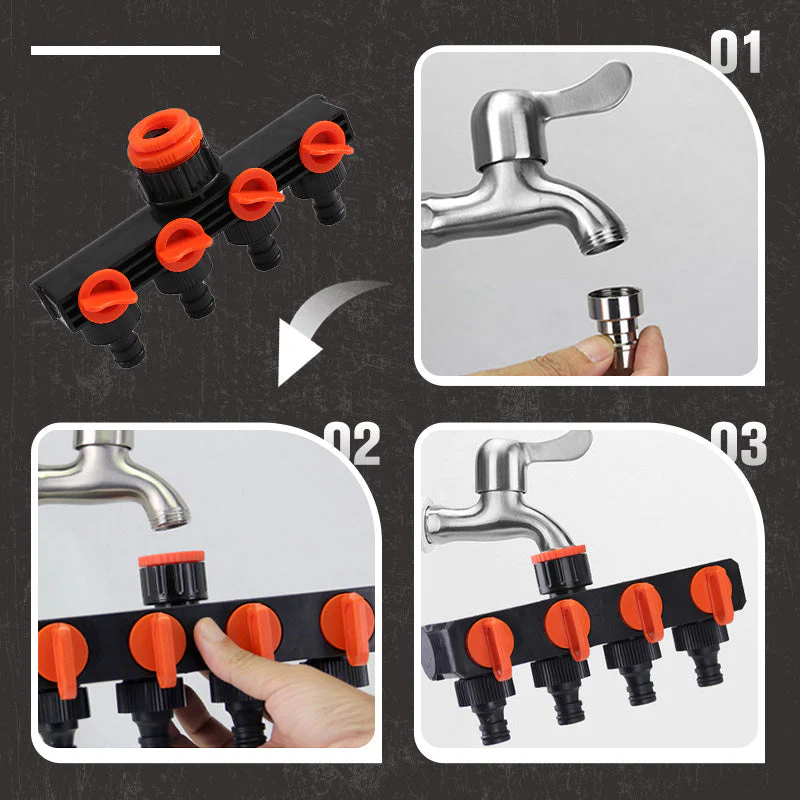 4 Way Plastic Connector Garden Hose Pipe Splitter - Image 6