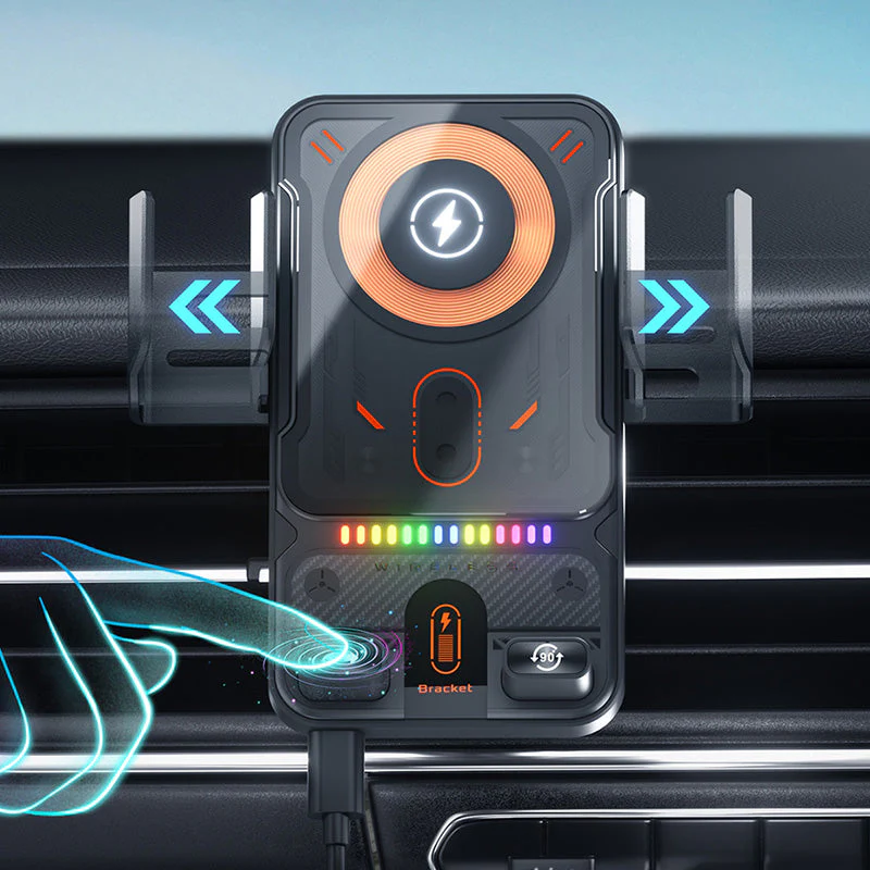 Smart 2-In-1 Auto-Rotating Car Phone Holder & Wireless Charger - Image 4