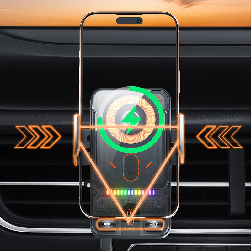 Smart 2-In-1 Auto-Rotating Car Phone Holder & Wireless Charger - Image 6