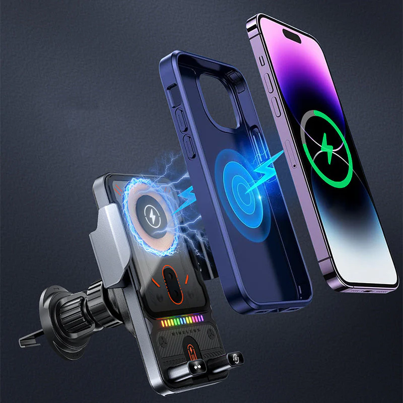 Smart 2-In-1 Auto-Rotating Car Phone Holder & Wireless Charger - Image 8